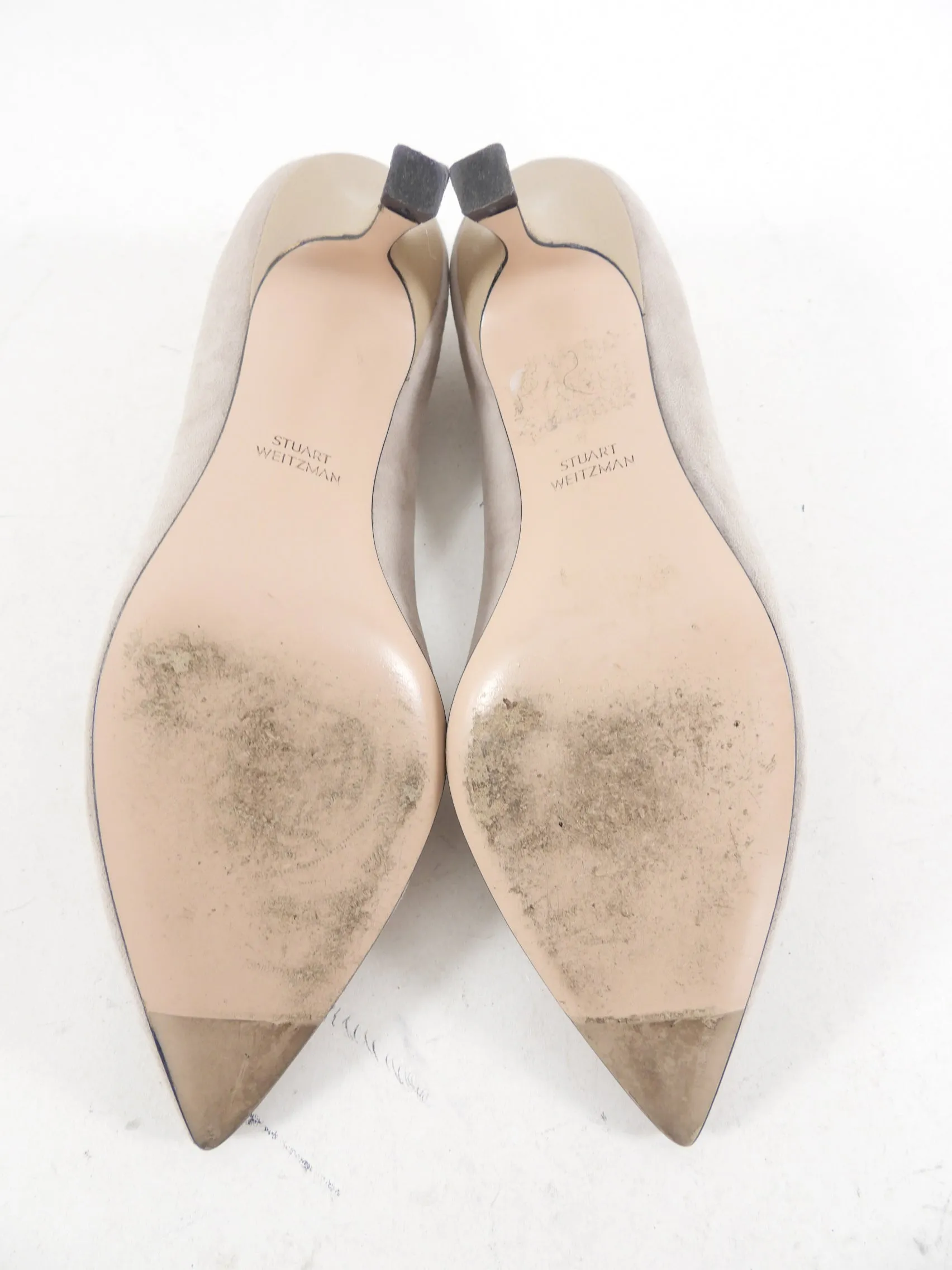 Stuart Weitzman Light Taupe Suede Tippi 70mm Pumps - Size 7.5