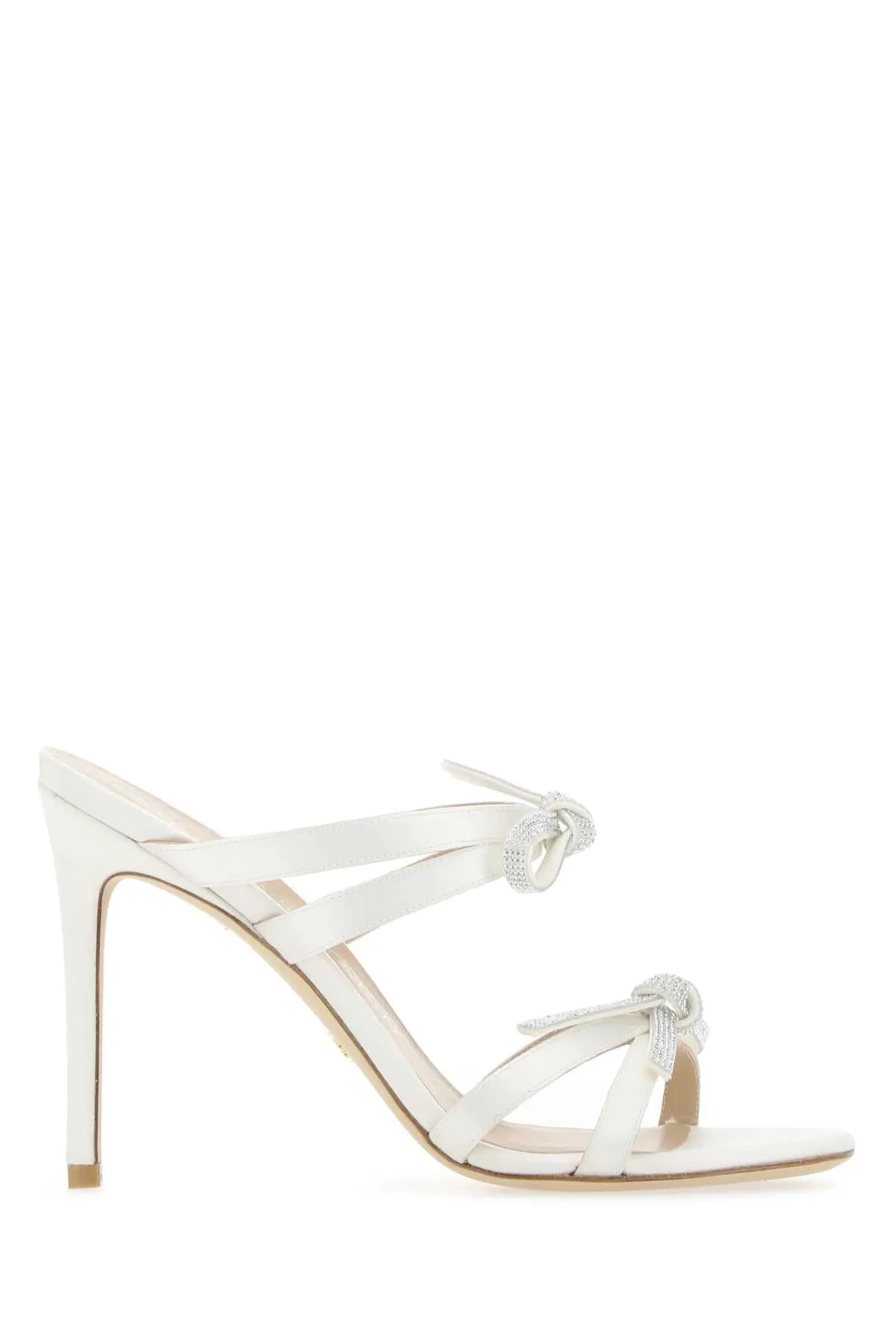 Stuart Weitzman White Satin Sw Bow Mules