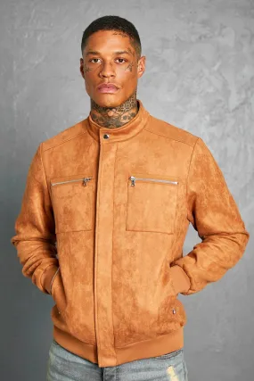 Suede Funnel Fastened Jacket