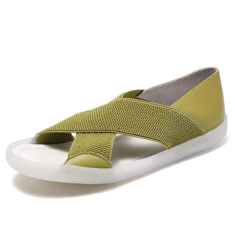 Summer Green Elastic Sandals for Women