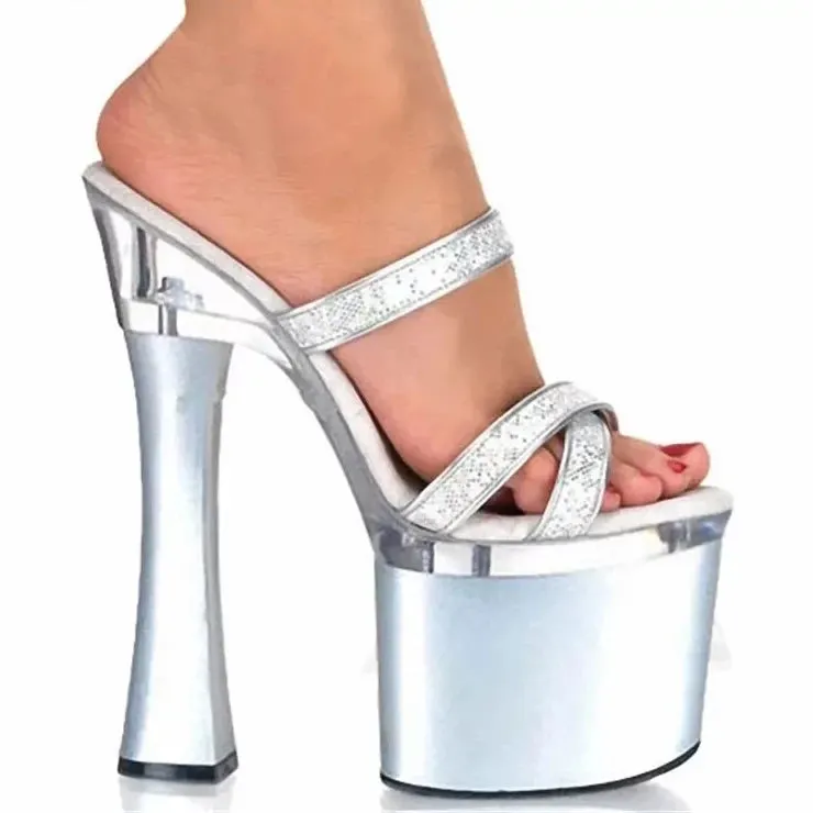 Summer Open Toe Square High Heel Pumps for Women's Dancer Fashion