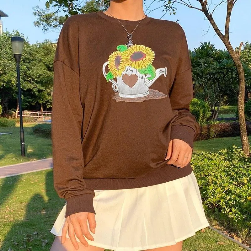 Sunflower Print Sweatshirt