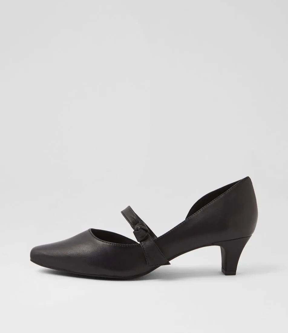 SUPERSOFT Lashi Black Leather Heels