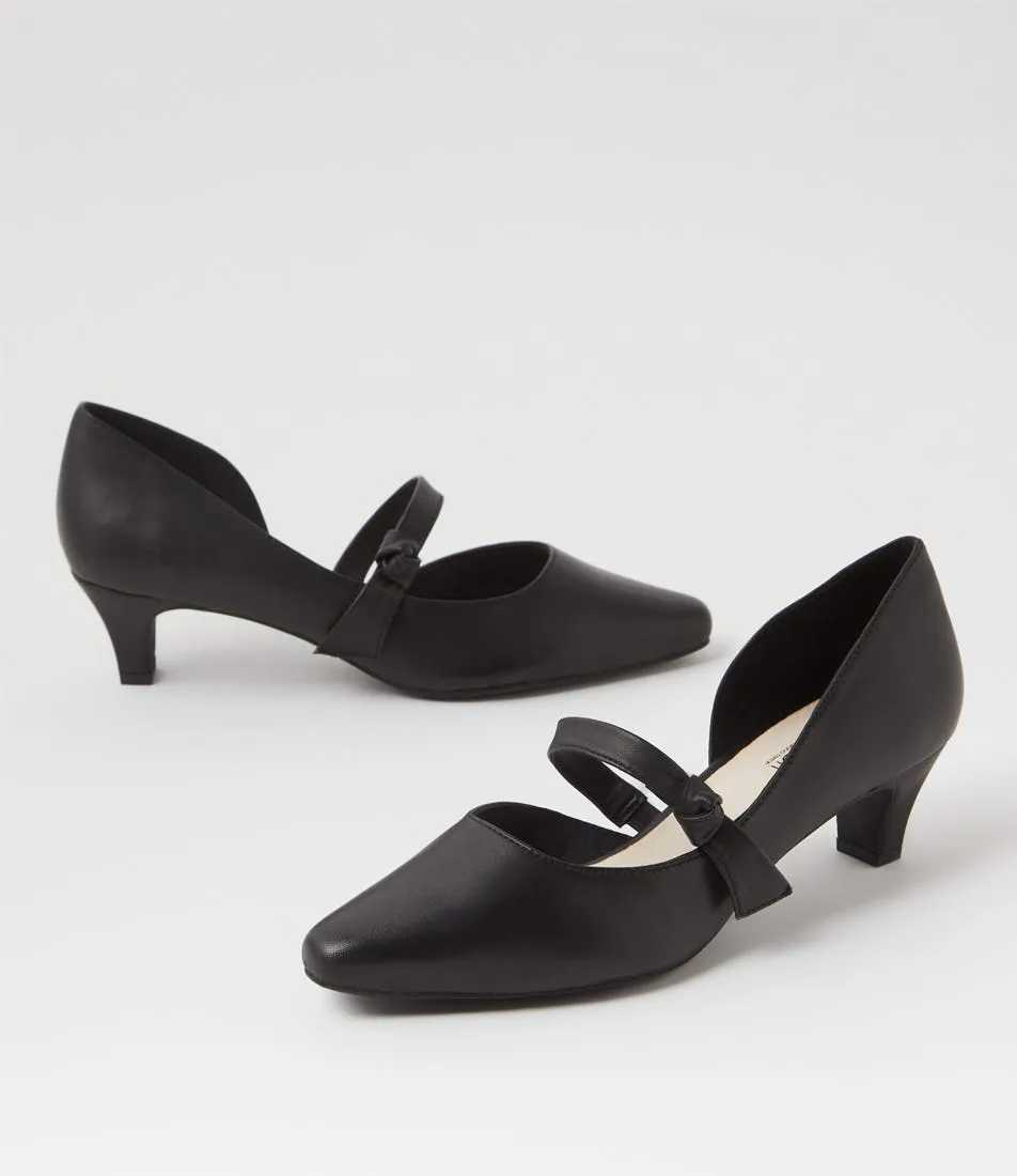 SUPERSOFT Lashi Black Leather Heels