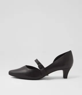 SUPERSOFT Lashi Black Leather Heels