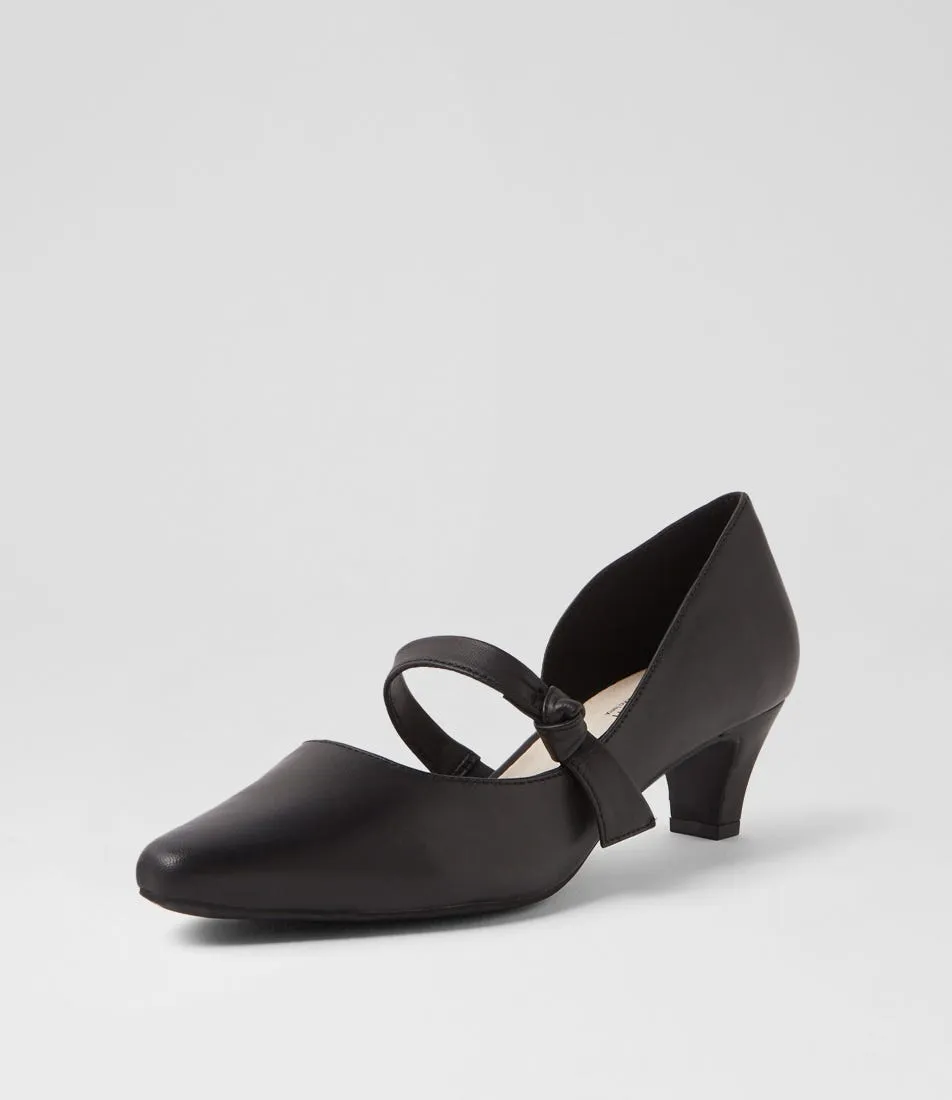 SUPERSOFT Lashi Black Leather Heels