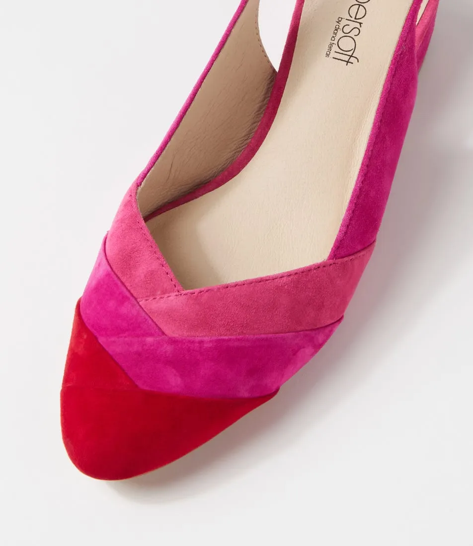 SUPERSOFT Ollie Fuchsia Multi Suede Heels