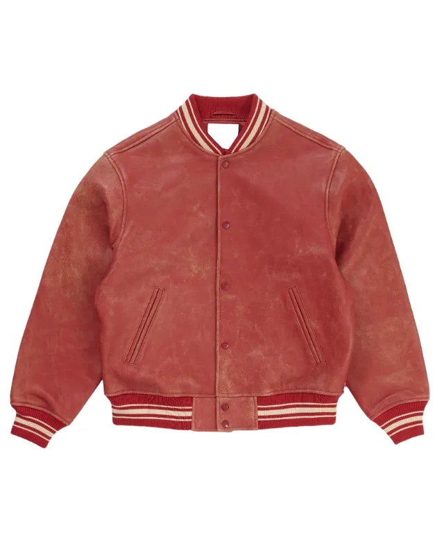 Classic Varsity Jacket in Worn Leather - William Jacket