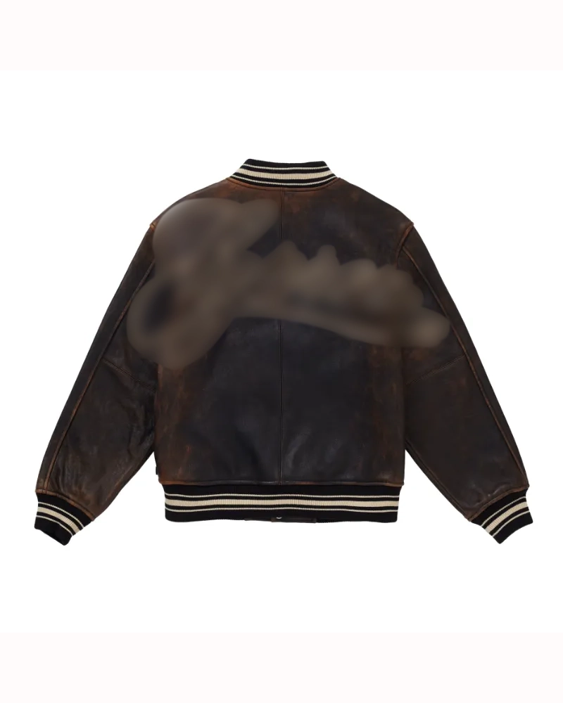 Classic Varsity Jacket in Worn Leather - William Jacket