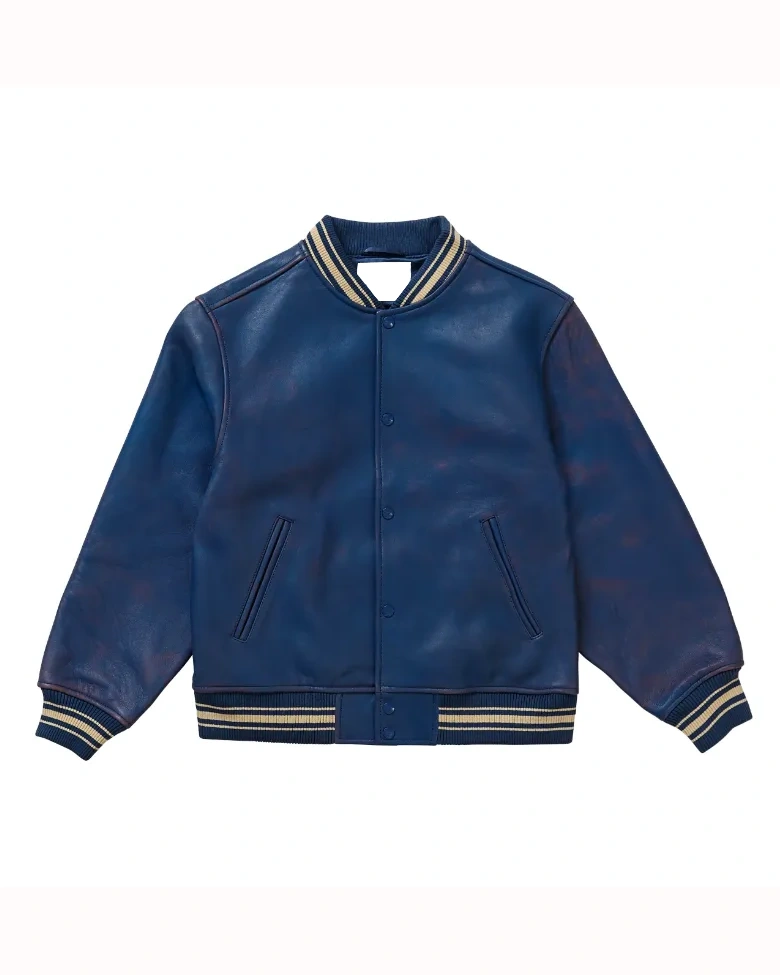 Classic Varsity Jacket in Worn Leather - William Jacket