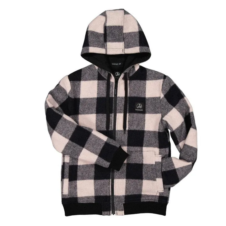 Swanndri Kid's Crooked River Wool Hoodie - Rose Check after optimization.