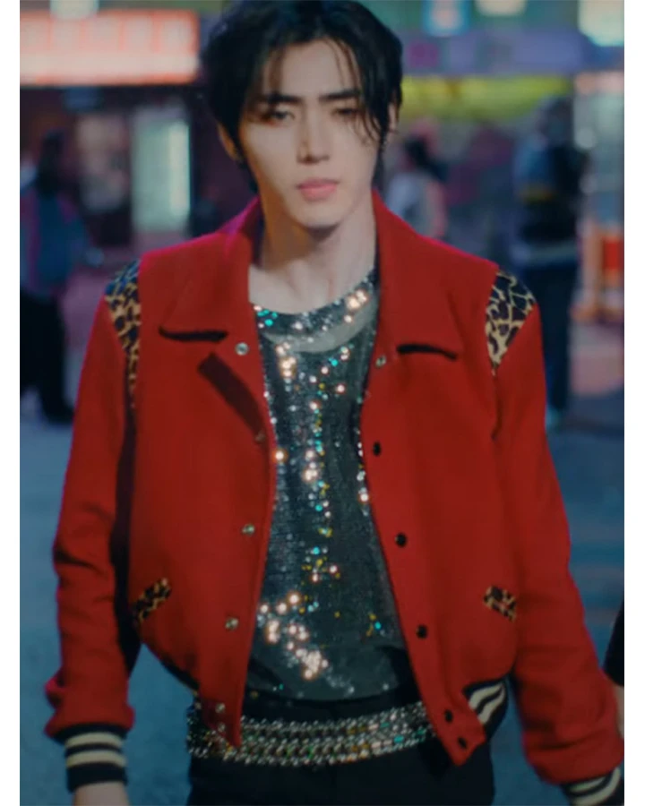 Stylish Red Jacket worn by Enhypen's Sunghoon