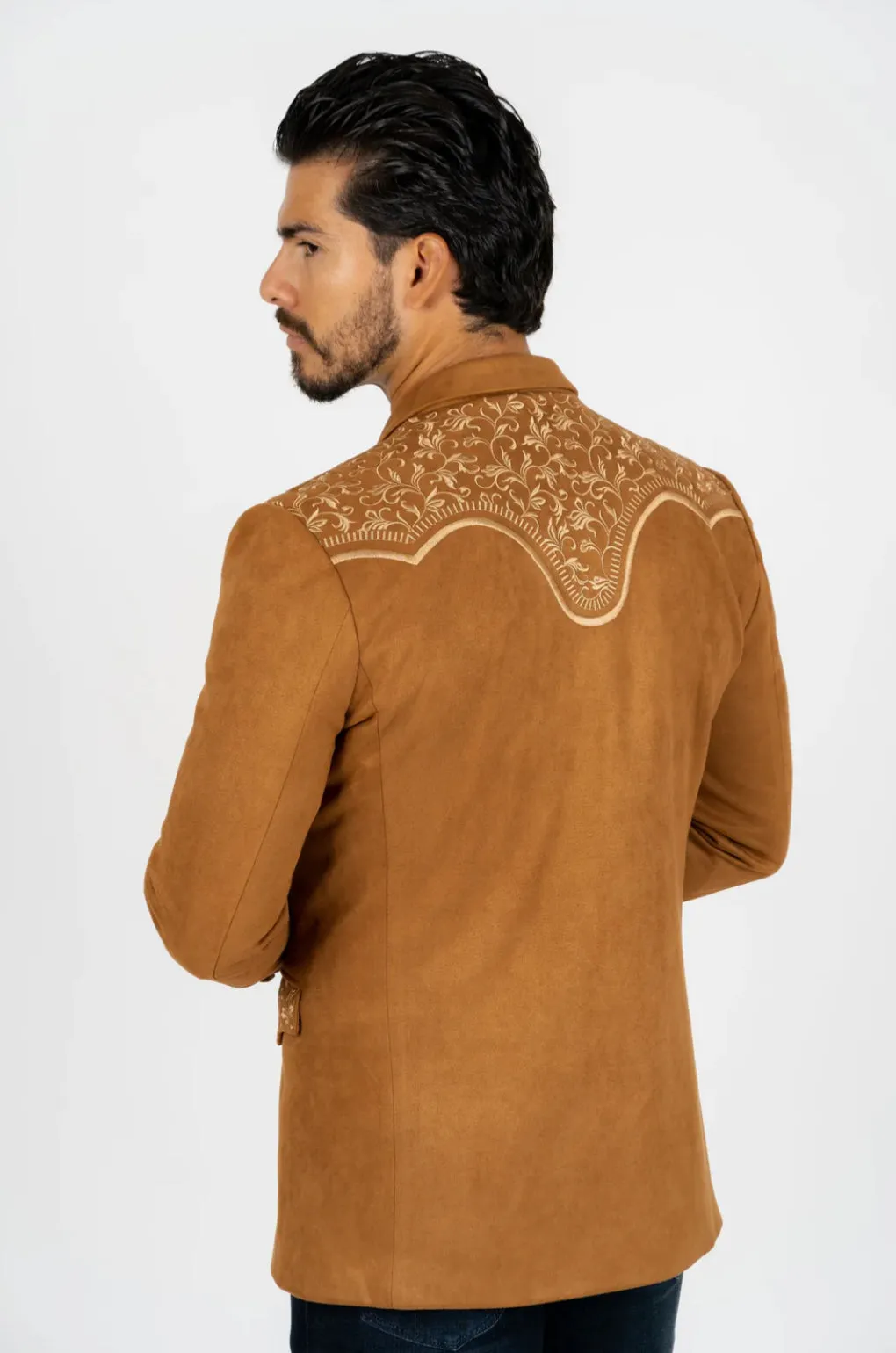 Tan Embroidered Suit Jacket