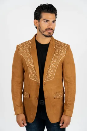 Tan Embroidered Suit Jacket