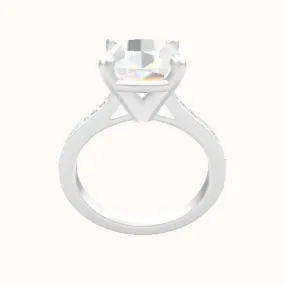 Tapered Channel Set Diamond Ring With Raised Four Prong Head