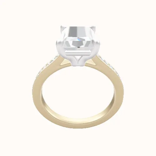 Tapered Channel Set Engagement Ring With Standard Four Prong Head