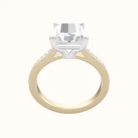 Tapered Channel Set Engagement Ring With Standard Four Prong Head