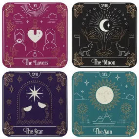 Tarot Card Drink Coasters - Set of 4 Non-Slip Cork Coasters