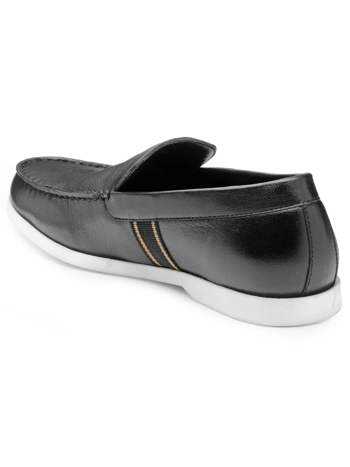 Teakwood Leather Men's Black Slip-ons Shoes