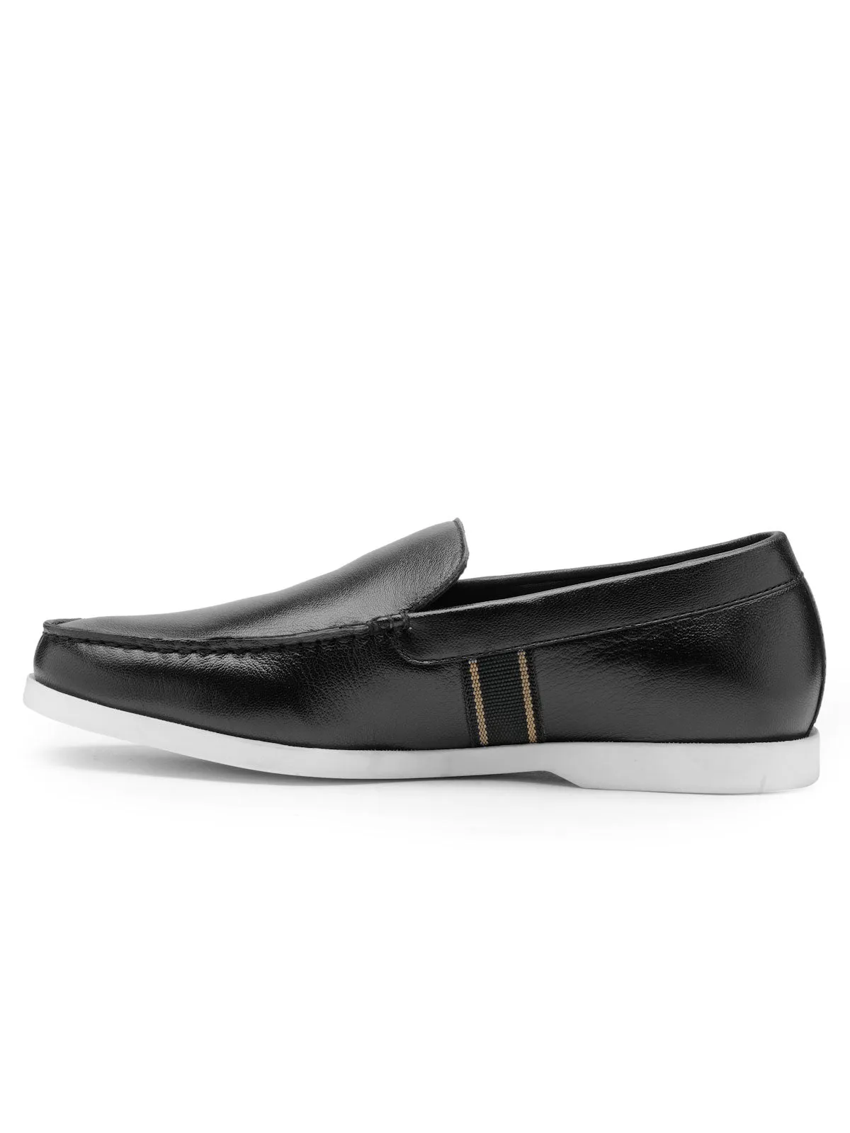 Teakwood Leather Men's Black Slip-ons Shoes