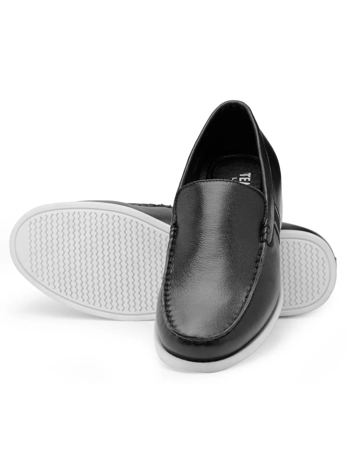 Teakwood Leather Men's Black Slip-ons Shoes