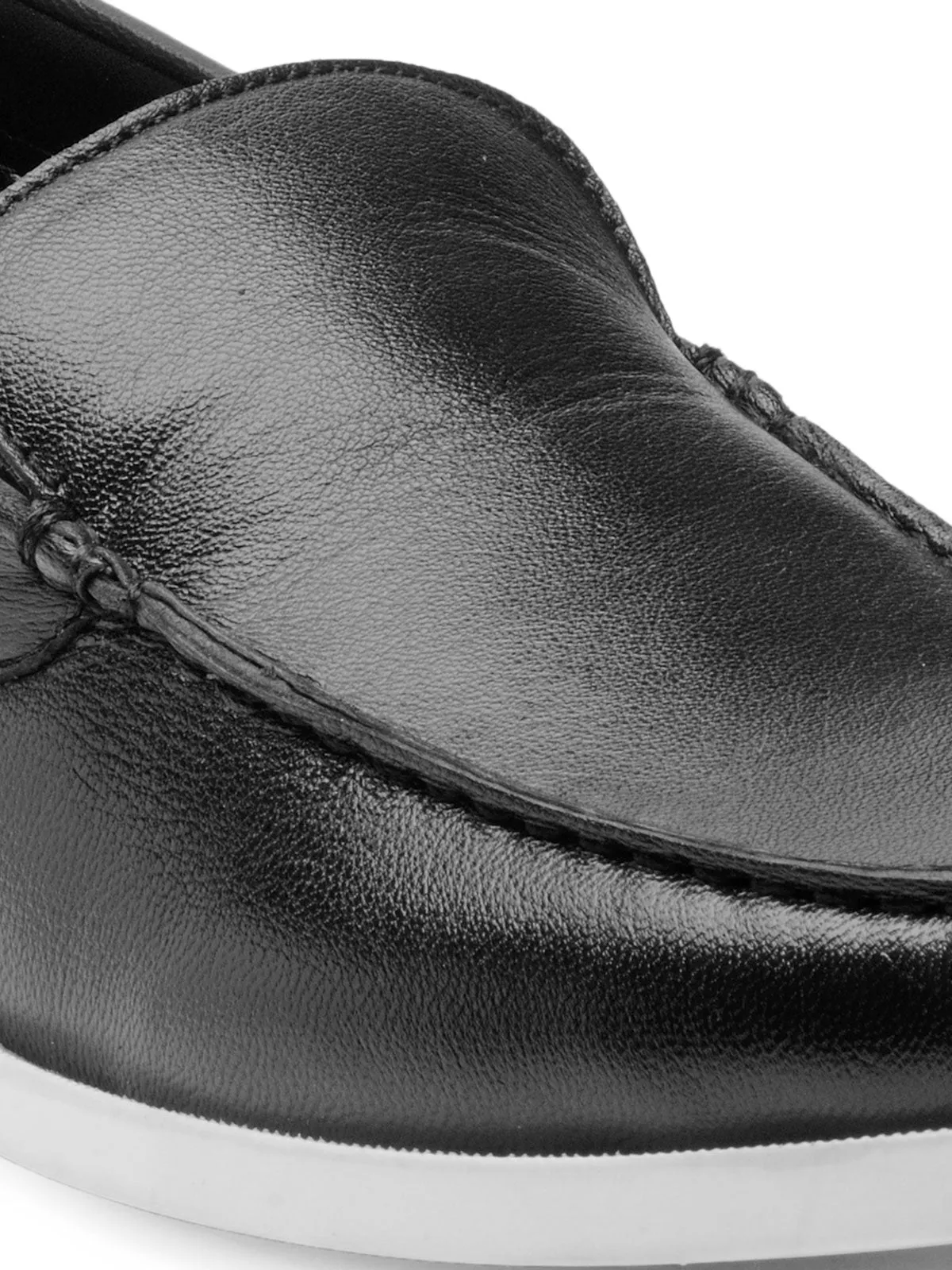 Teakwood Leather Men's Black Slip-ons Shoes