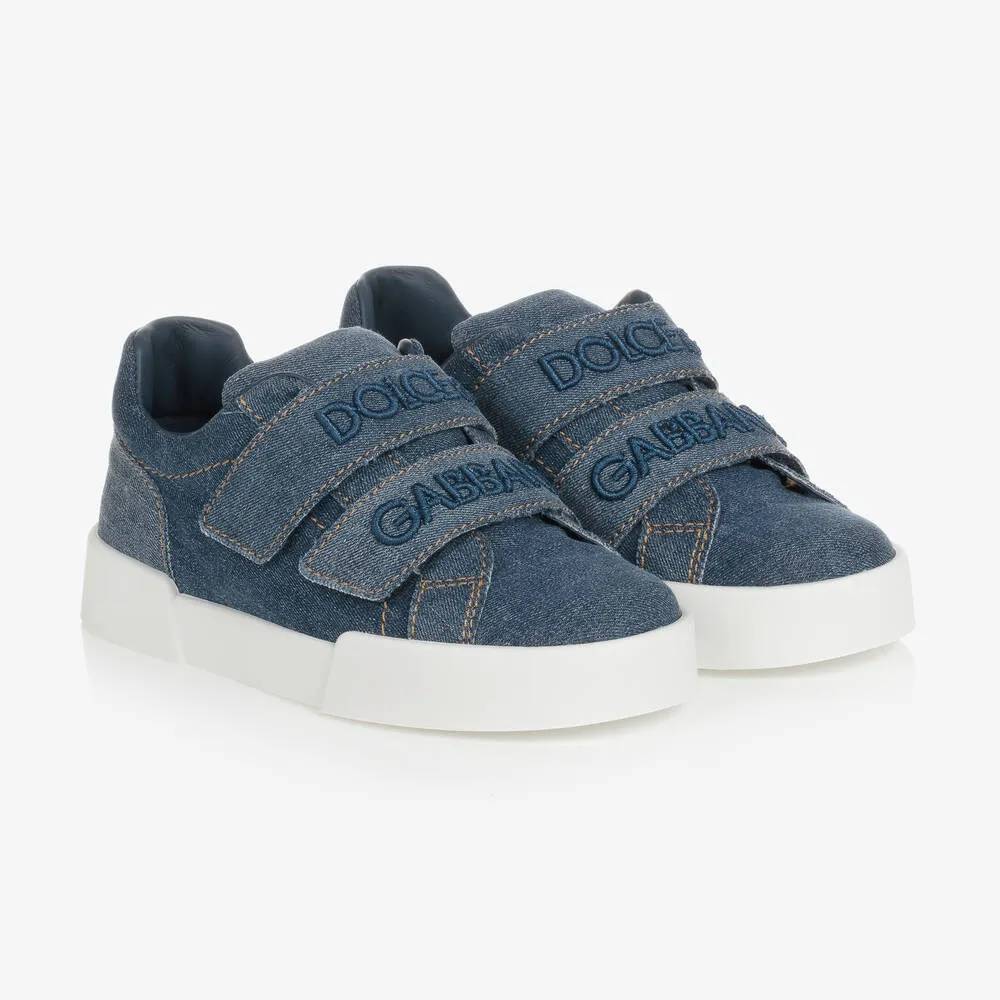 Teen Blue Denim Logo Trainers