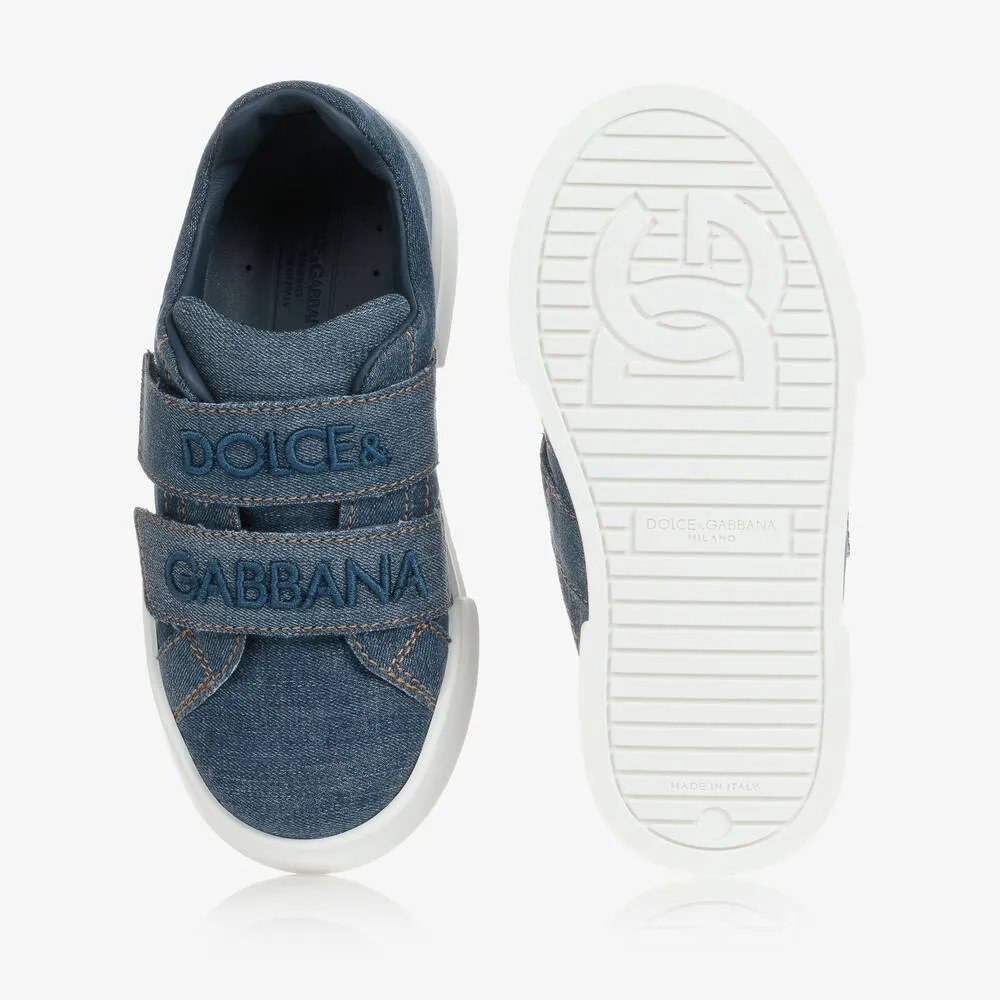 Teen Blue Denim Logo Trainers