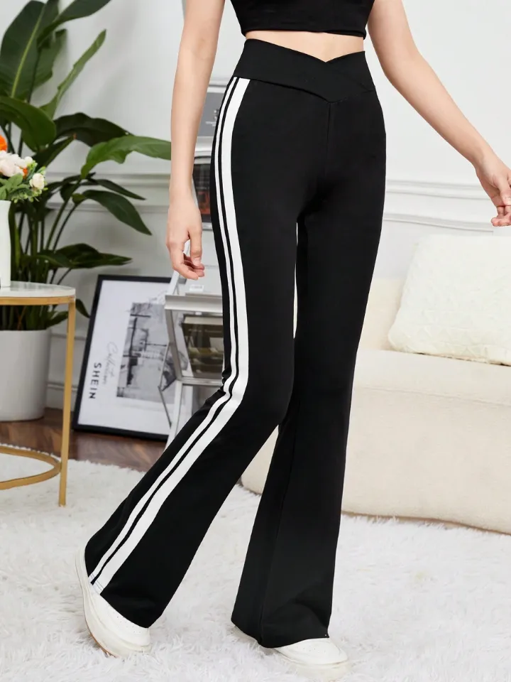 TEEN GIRL SIDE STRIPE FLARE LEG TROUSERS