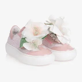 Teen Girls Pink Flower Trainers