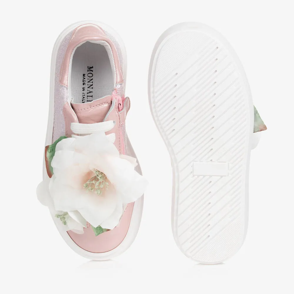 Teen Girls Pink Flower Trainers