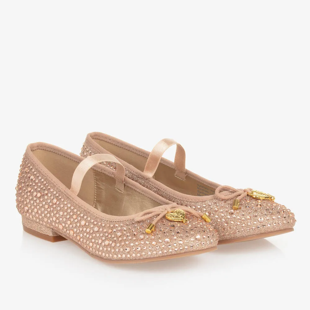 Teen Girls Rose Gold Ballerina Pumps