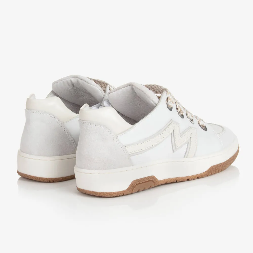 Teen Girls White Leather Trainers