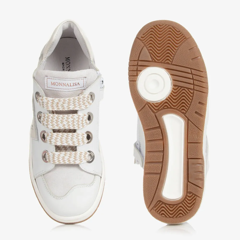 Teen Girls White Leather Trainers