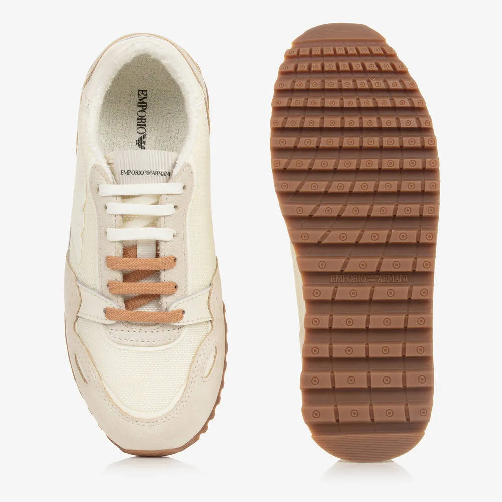 Teen Ivory Suede Leather Trainers