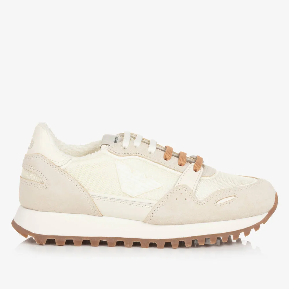 Teen Ivory Suede Leather Trainers