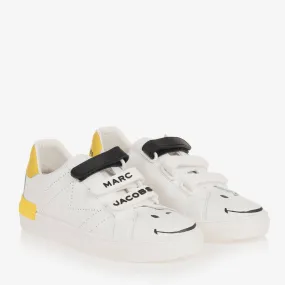 Teen White Leather Smiley Trainers