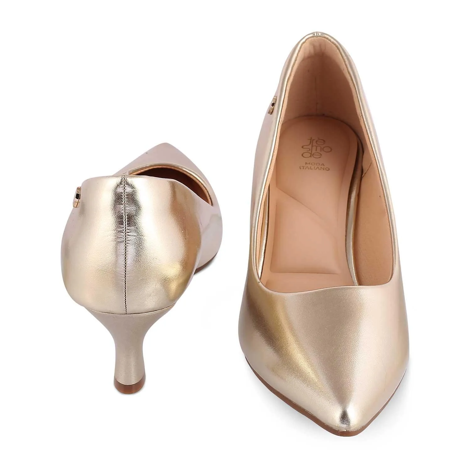 The Hanger Gold Women's Dress Pumps Tresmode