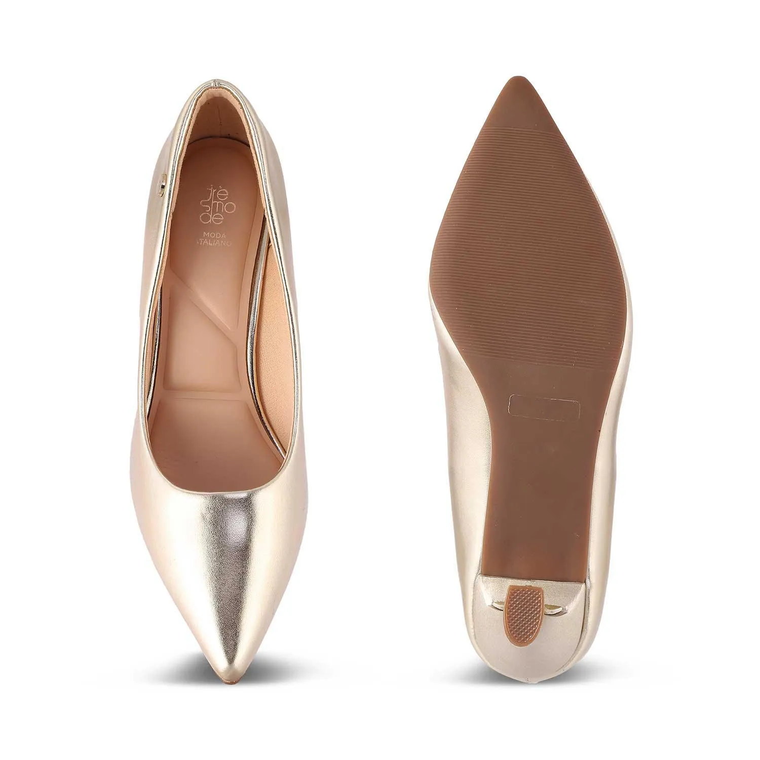 The Hanger Gold Women's Dress Pumps Tresmode