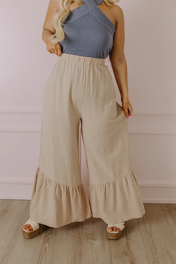 The Kenzo High Waist Linen-Blend Trousers In Beige Curves