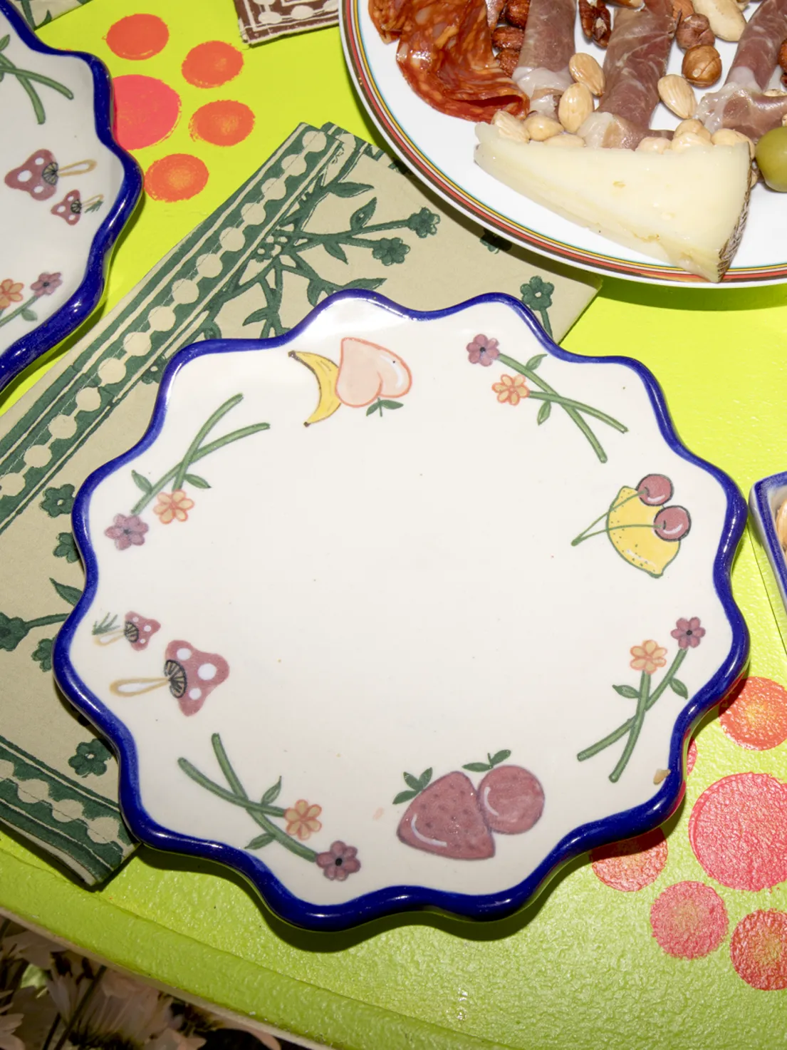 The Scalloped Dessert Plate, Set of 4 - Royal Fruit Basket / Ceramic