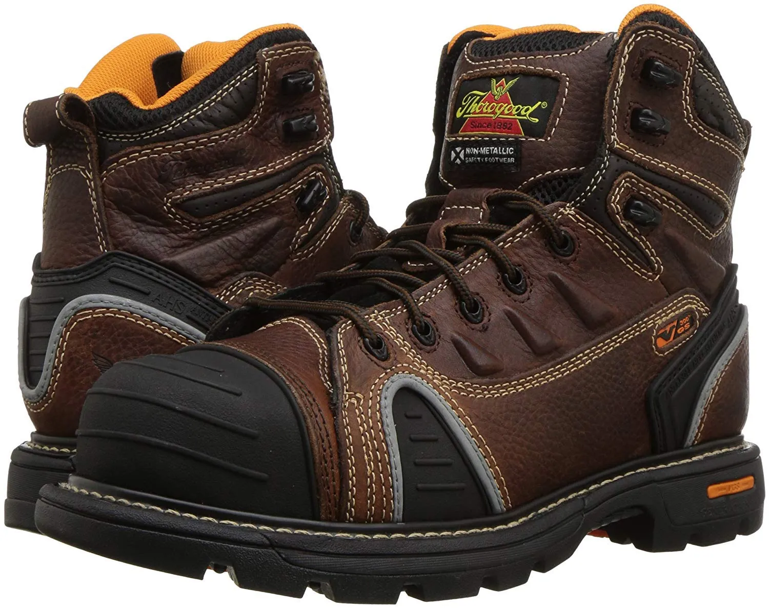 Thorogood Men's Composite Safety Toe Work Boot - Brown, Round Cap, 6 GenFlex2 Series