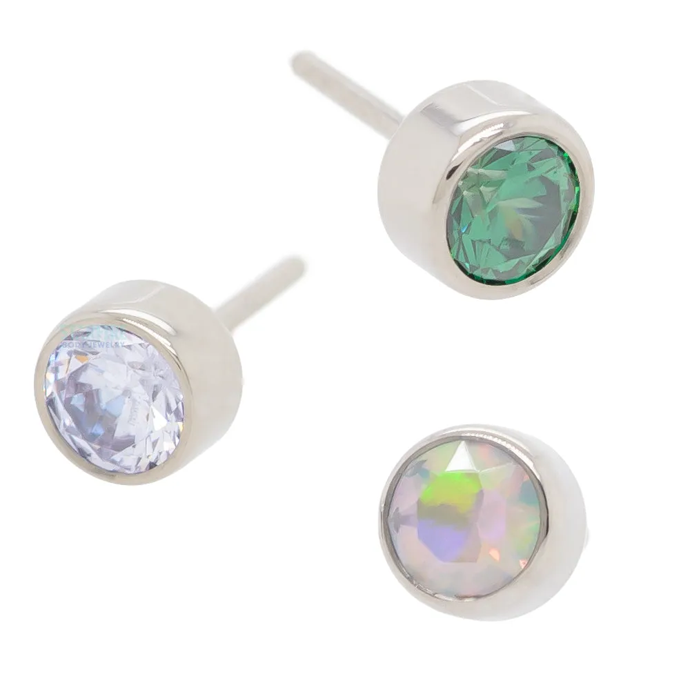 threadless: 2.5mm Bezel-Set Brilliant-Cut Gem End