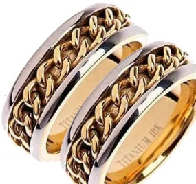 Titanium Wedding Ring Set 18k Gold Plated - 05AB02