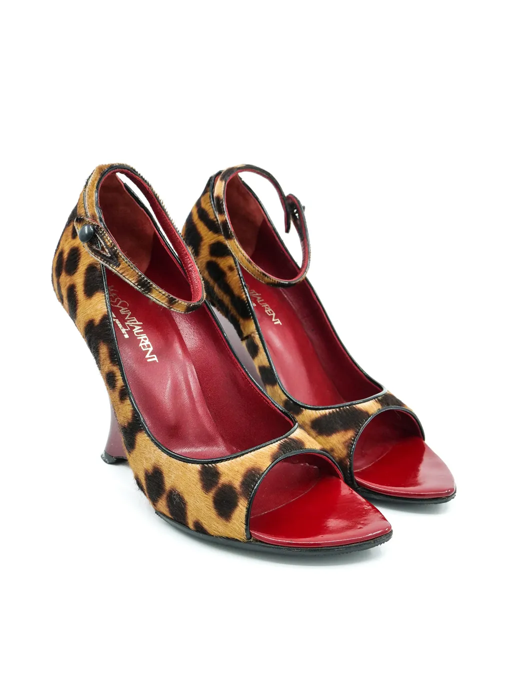 Tom Ford for Yves Saint Laurent Leopard Print Pony Hair Wedges, 37