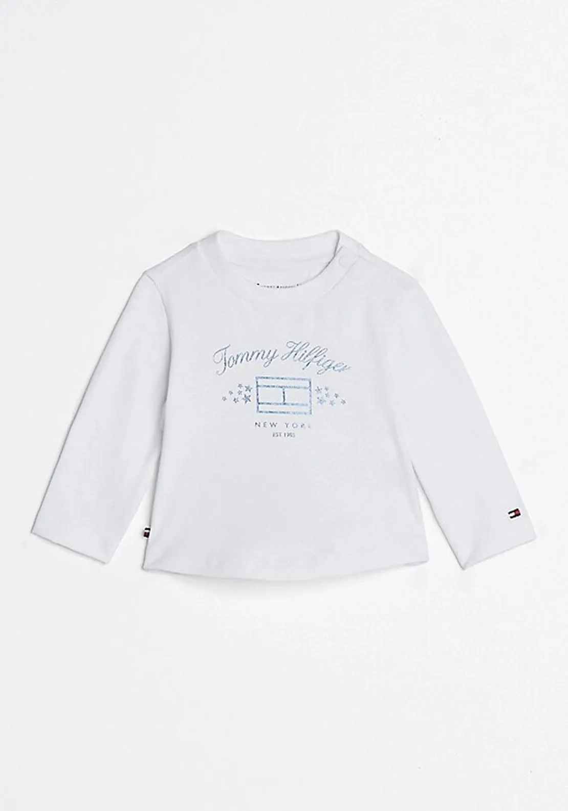 Tommy Hilfiger Baby Girl Logo Long Sleeve Top, White