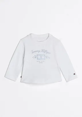 Tommy Hilfiger Baby Girl Logo Long Sleeve Top, White