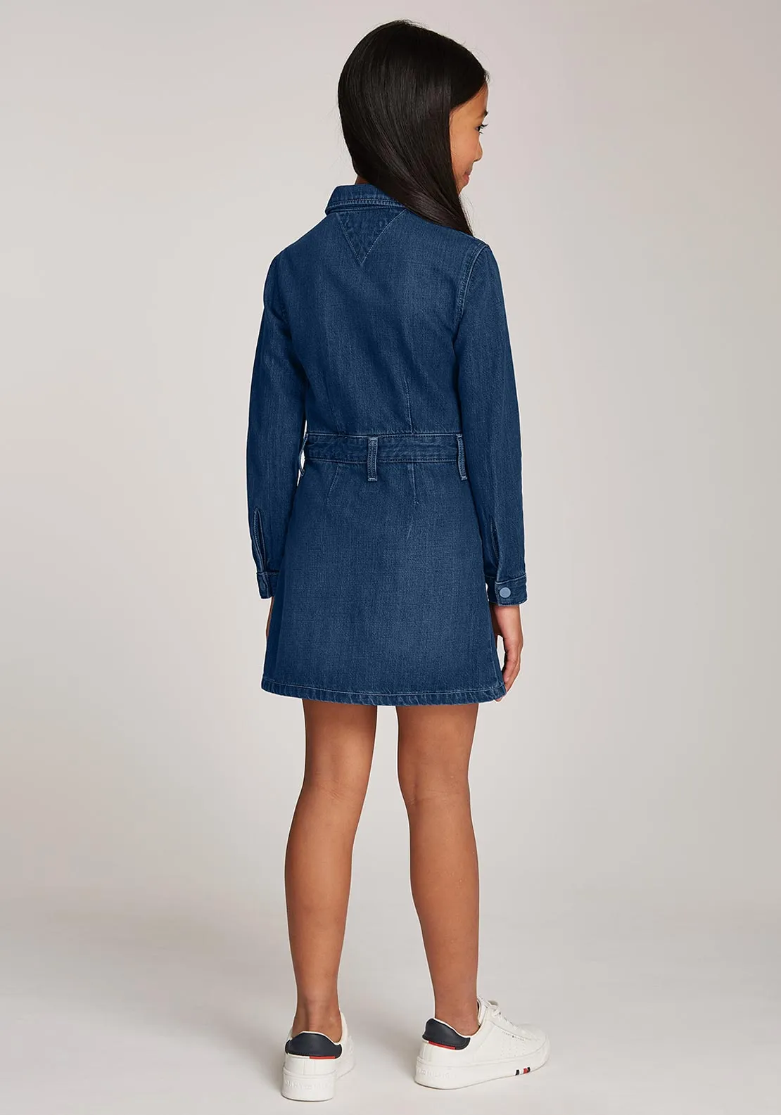 Tommy Hilfiger Girl Long Sleeve Denim Dress, Dark Denim