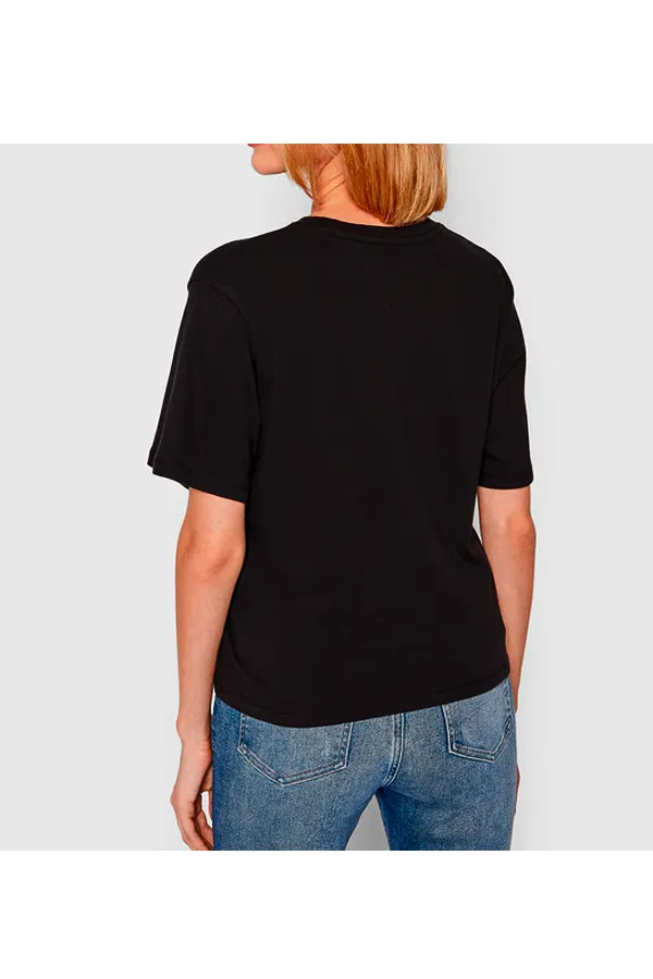 Tommy Hilfiger Metallic Cropped Tee Black