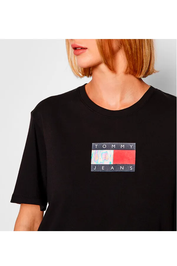 Tommy Hilfiger Metallic Cropped Tee Black